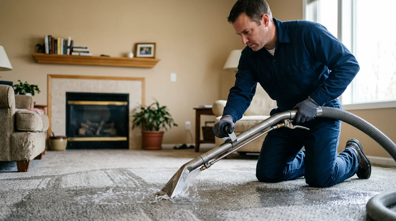 Water damage restoration technician working near West Terre Haute, IN